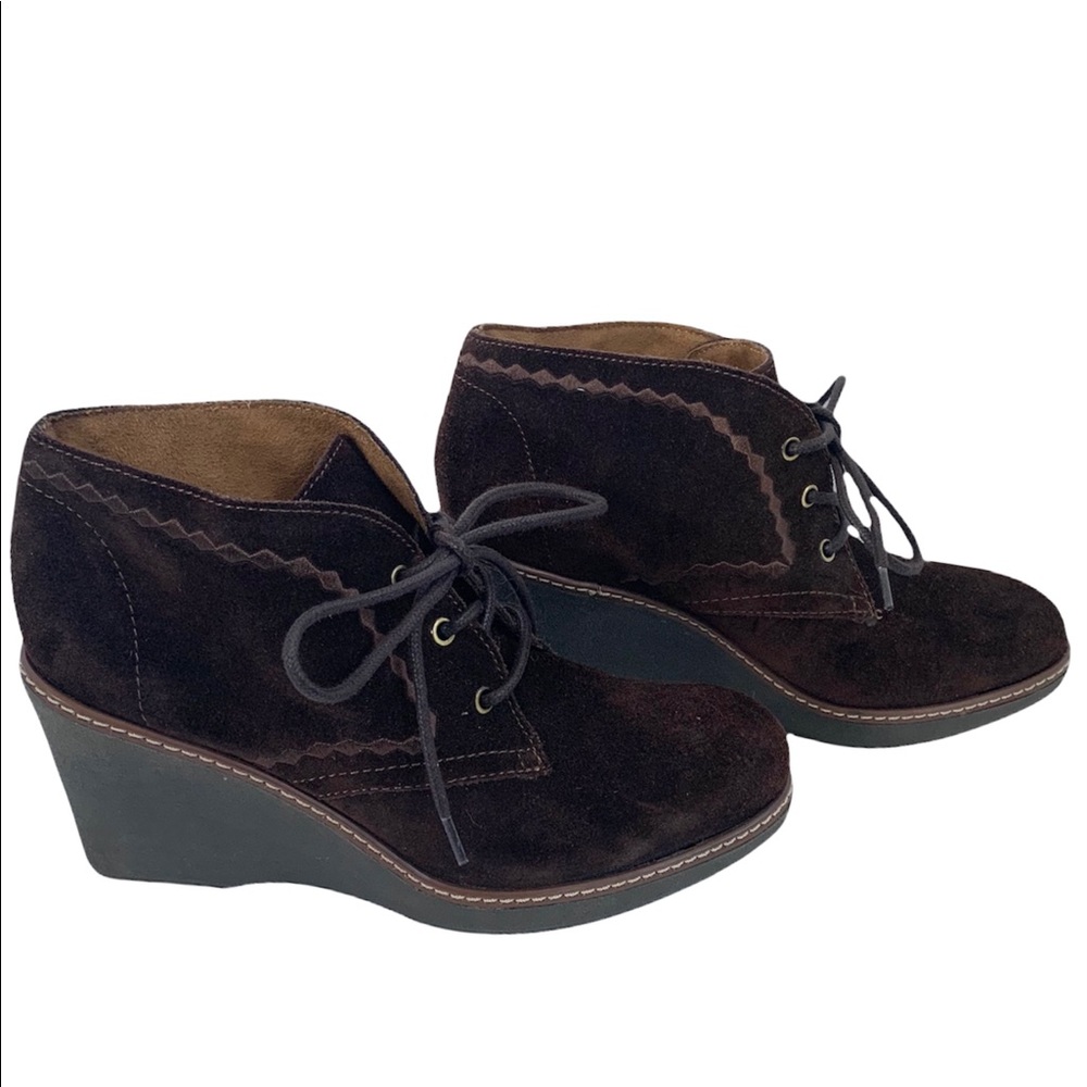 Naturalizer Dark Brown Suede Wedge Ankle Booties